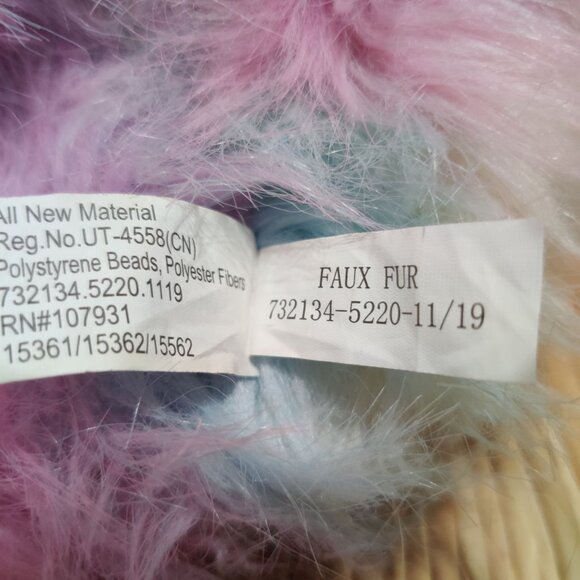 Justice Pet Shop Rainbow Faux Fur Fuzzy Bean Bag Chair Plush Bed Toy Kawaii Cute - Picture 6 of 8